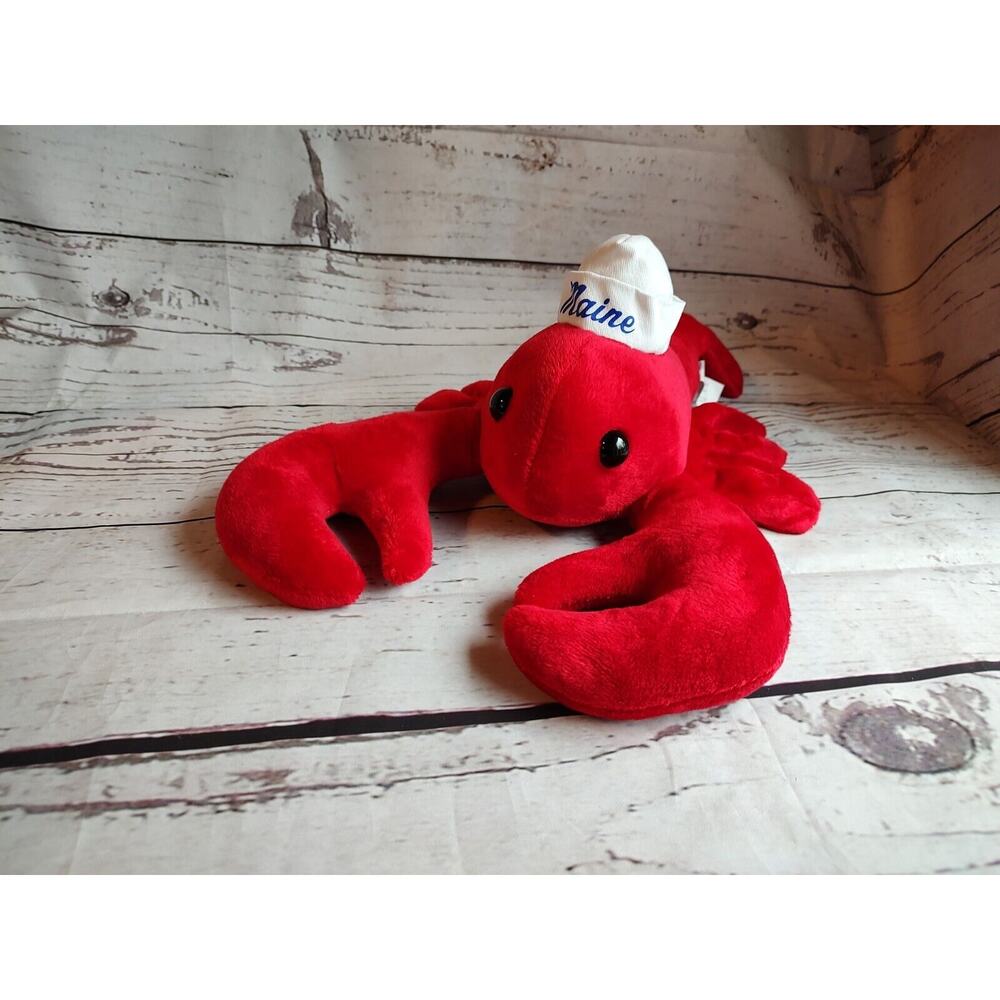 Maine Red Lobster Stuffed Animal Plush With White Sailor Hat